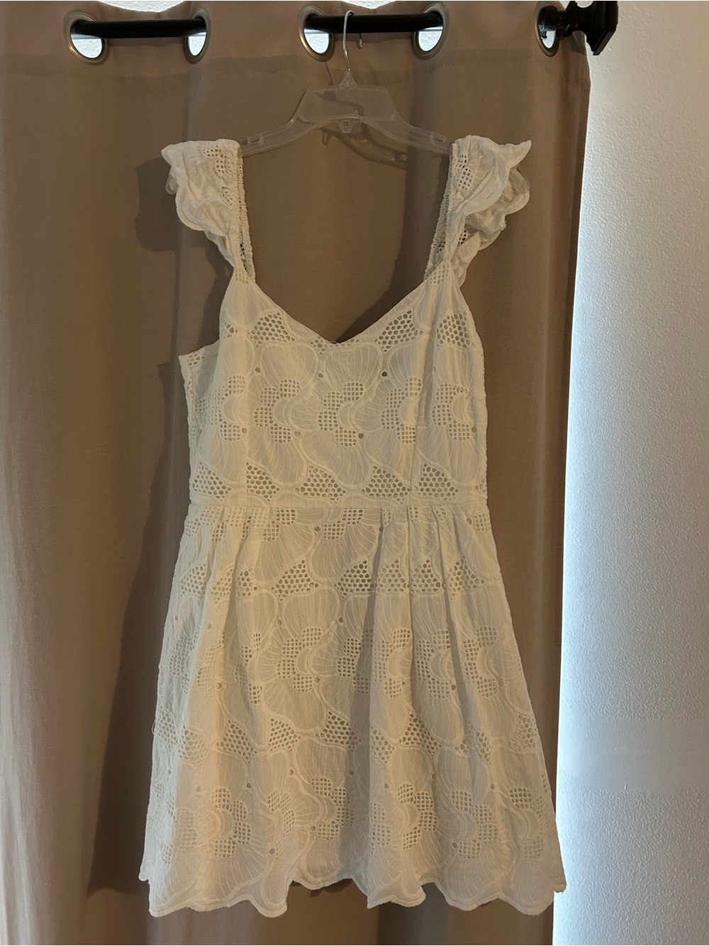 Steve Madden White Eyelet Ruffle Strap Mini Dress
